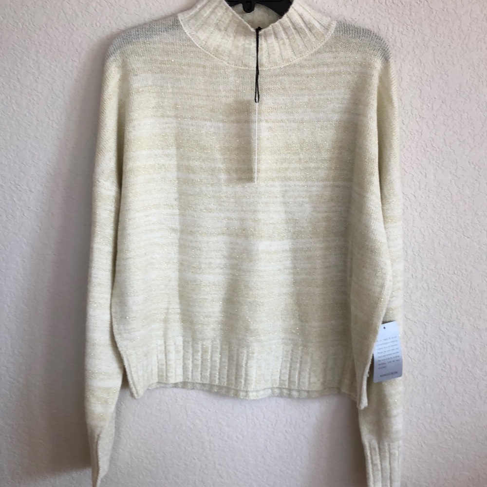 NSR Mock Neck Knit Sweater in cream size XL - Picture 2 of 7